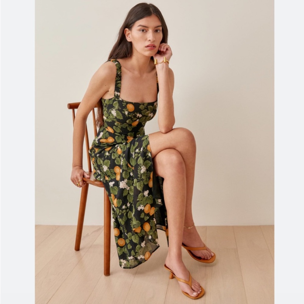 Reformation Dominique Sleeveless Dress in Clementine